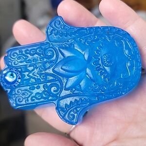 PROTECTION Hand poured artisanal blue hamsa soap bar 3OZ